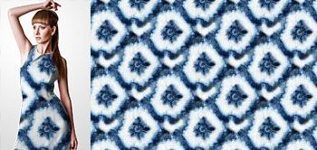29004 Materiał ze wzorem motyw barwionego materiału w stylu tie-dye w odcieniach niebieskiego
